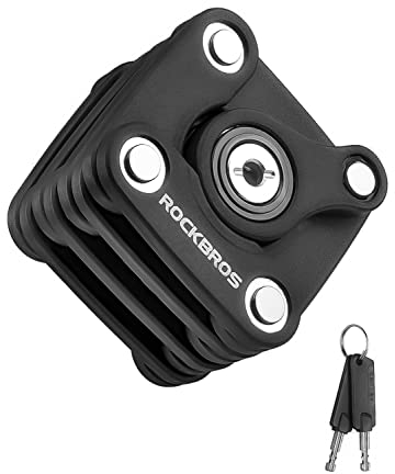 ROCKBROS Fahrradschloss mit Schlüssel 70cm mit Halterung Faltschloss Kettenschloss 519g aus Zinklegierung + ABS Schwarz