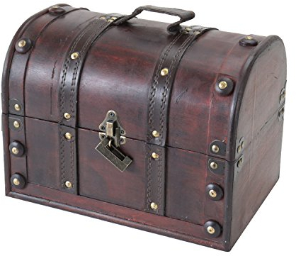 HMF 6404-130 Coffre au Trésor en Bois avec Serrure | 30 x 20 x 22 cm | Petit | Italie