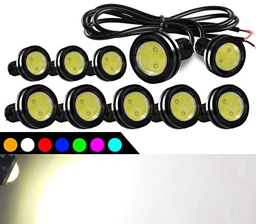 10pcs High Power 9W 23mm Eagle Eye LED Light DRL Fog Light Motorcycle Light Daytime Running Lights DRL Tail Backup Light Car Motor Clearance Marker Lights(White)