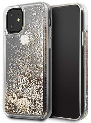 Guess GUHCN61GLHFLGO Cover Hülle aus der Glitter Hearts Collection Serie für das iPhone 11, Gold