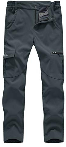 donhobo Damen Wanderhose wasserdichte Softshellhose Fleece Gefütterte Winddicht Warm Winter Sport Freizeit Camping Skihose Gray M