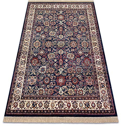 rugsx Traditioneller Teppich Windsor Orientteppich für Wohnzimmer, Schlafzimmer, mit Fransen, elegant, Dunkelblau/Elfenbein 160x230 cm