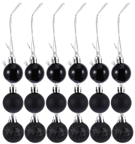 BESPORTBLE 48pcs Weihnachtskugeln Schwarz Glitzender Ball Plastik rnament Weihnachtsbaum Deko für Weihnachtsbaum Party Home Hochzeit