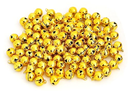 HERZWILD Glöckchen Gold 120 Stück Schellen Glocken für Schmuck Basteln Geschenkverpackung Weihnacht Fest Dekoration (Gold)