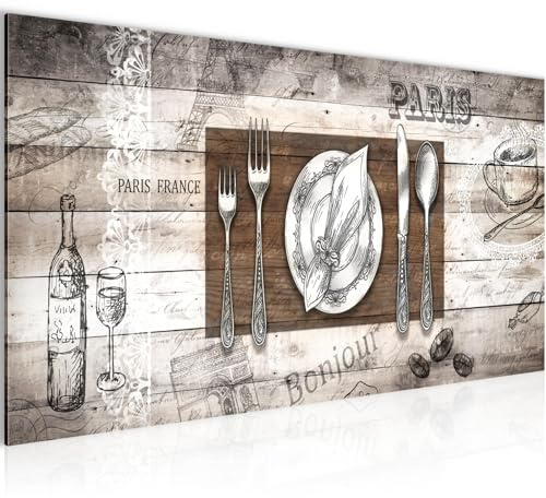 Runa Art Wandbild Küche Abstrakt 1 Teilig 100 x 40 cm Modern Bild auf Vlies Leinwand Kaffee Esszimmer Küchenbilder Grau 038112c