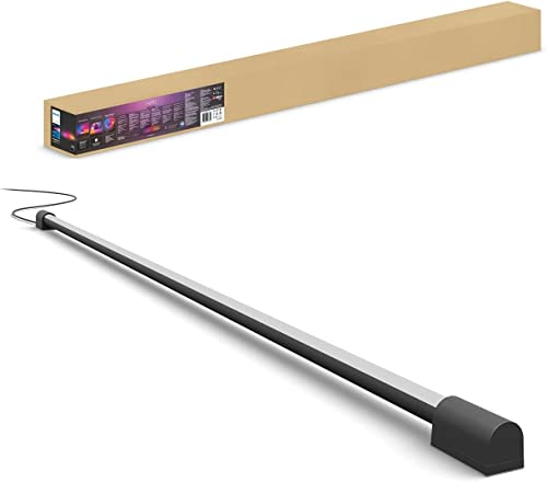 Philips Hue – Lámpara inteligente, Hue Play, Tubo de Mesa LED Inteligente, Luz Blanca y de Colores, Compatible con Alexa y Google Home, Color Negro- 125cm