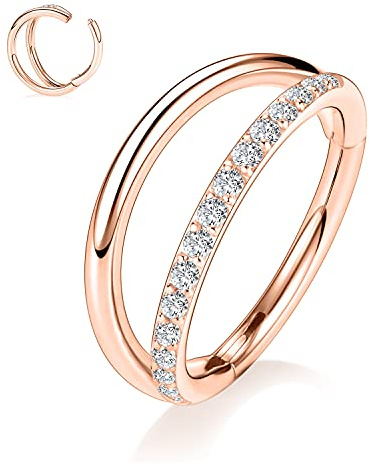 Conch Daith Ohrringe Septum Nasenring Süße Nase Conch Daith Helix Rook Piercing Schmuck Conch Ring Conch Hoop Knorpel Ohrringe Septum Nasenknorpel Daith Conch Helix Schmuck 16G 10mm Roségold CZ