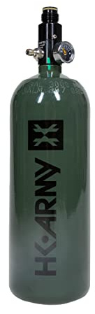 HK Army Aluminium-Druckluft-HPA-Paintballflasche mit Standardregulator, 62ci/3000psi, olivgrün
