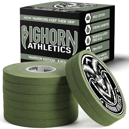 Bighorn Athletics Jiu Jitsu Finger Tape | Athletic Sports Tape for Injuries & Support: BJJ, Judo, MMA, Rock Climbing, Volleyball, Crossfit, Hands & Toes | 0.3-Inch x 45-feet, 8-Rolls, Military Green