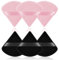AUAUY 6 PCS Soplos de Polvo, Triángulo Polvos Puffs, Maquillaje Puff con Correa Esponja Herramientas para Maquillaje en Húmedo Seco Cojín Esponja para Polvo Suelto o Rubor de Base(3PCSNegro+3PCSRosa)