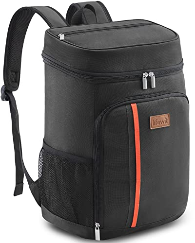 Lifewit Zaino Termico Impermeabile 30L Morbido Zaino Frigo Borsa Frigo Leggera a Prova di Perdite per Uomo e Donna per Lavoro Picnic Spiaggia Campeggio Viaggi Attività all'Aperto, Nero