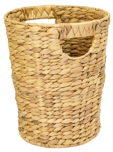 HMF Cestino per rifiuti, cestino da ufficio intrecciato in giacinto d'acqua | Rotondo | 25 cm di diametro, 30 cm di altezza