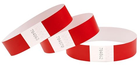 CINTAPUNTO Einlassbändchen Papier Red, Eintrittsbänder 100 Stück | Einlassbänder - Festival Armbänder - Party Bändchen Einlass Eintritt - eintrittsbändchen - Bänder Club - Wristband