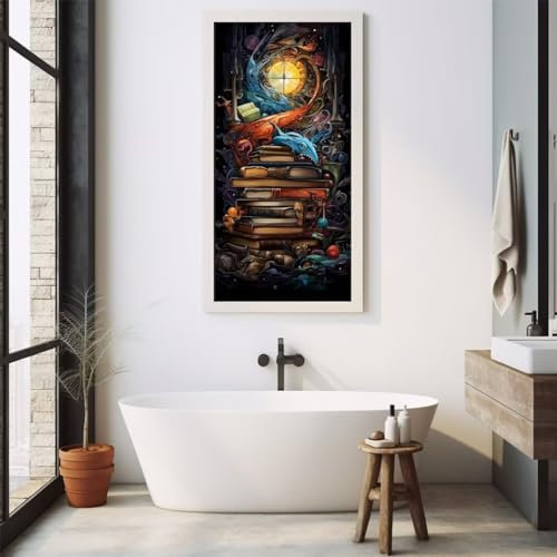 Diamond Painting Malen Nach Zahlen Erwachsene, Buch und Drache Diamond Painting Erwachsene 5D Diamant Painting Bilder Kinder, DIY Daiming Panting Cross Stickerei für Home Wanddekoration 80x160cm,D552