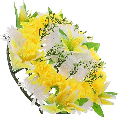 Amosfun Couronne Artificielle De Cimetière Guirlande De Deuil pour Cercueil Couronne Funéraire De Sacrifice Guirlande De Cimetière Commémorative