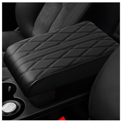 JNNJ Auto-Armlehnenpolster, Universal Center Console Lederpolster, Wasserdichte Auto Mittelkonsolenabdeckung Für Die Meisten Fahrzeuge, SUV, LKW, Autos(Schwarz)