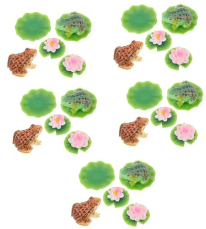 BESPORTBLE 5sätze Frosch Figur Landschaft Lotus Bonsai Deko Kunst Pflanzenzubehör Teiliges Aus Harz Mit Großen Fröschen Und Lotusblättern Für Garten Und Terrassendekoration
