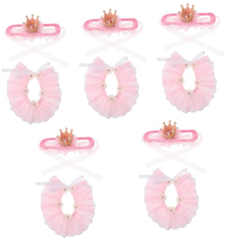 INOOMP 5sätze Pet Geburtstagskrone Set Verstellbares Und Krone Für Und Kleine Hunde Dekoratives Katzenhalsband Für Partys Und Fotoshootings Rosa Prinzessinnen-stil