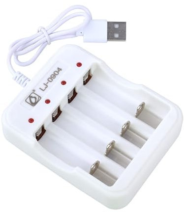 Mllepjdh Chargeur Intelligent USB NiCd-NiMH à 4 Emplacements - Efficacité de Charge Plus Élevée avec Protections Sûres - 4 Canaux