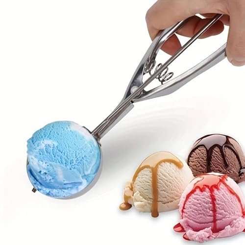 CHEFZOCO Cucchiaio per gelato, Sacabolas Gelato, Cucchiaio per gelato con grilletto, Accessori da cucina, Adatto per lavastoviglie, Diametro 5 cm, Acciaio inossidabile