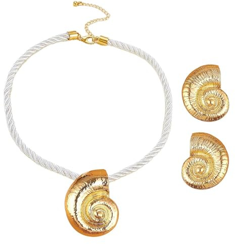 1 Par De Pendientes De Concha, 1 Collar De Concha, Joyería De Estilo Bohemio, Collar De Concha De Aleación, Pendientes Texturizados Estilo Océano, Joyería De Vacaciones En La Playa