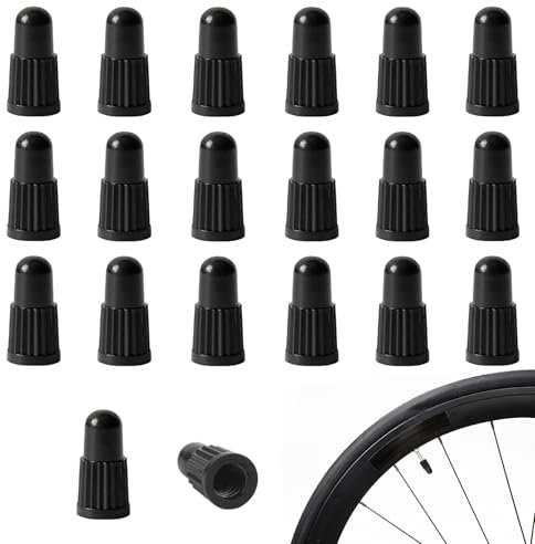 YPYMOD 20 Pieces Bicycle Valve Caps, Dust Caps for French Bicycle, Mountain Bike, Road Racing etc (Black)