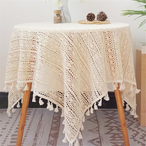 FMIYJUN Tovaglie quadrate all'uncinetto, tovaglie, in cotone, vintage, in pizzo, per cucina, feste, banchetti, pranzi, decorazioni per matrimoni