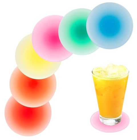 6stk Bunte Untersetzer aus Acryl, Süße Runde Untersetzer Bunte Getränkeuntersetzer Hitzebeständige Tassenmatten rutschfeste Tischuntersetzer für Kaffee Tisch Heimdekoration