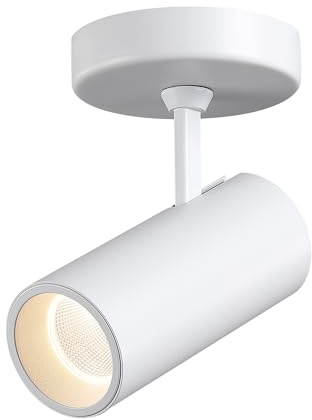 Opulux 12W LED Dimmable Ceiling Spotlight Indoor - Adjustable Wall Surface Accent Lamp for Home Corridor, Warm White 3000K, CRI 97 Directional Picture Artwork Spot Light, Modern Interiors, White