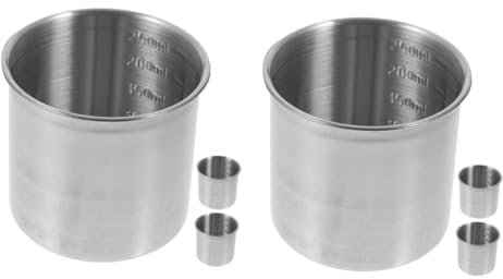 IMIKEYA 2 Ensembles Tasse À Mesurer Mesurette À Riz Tasse De Grains De Café Balance De Cuisine Tasse De Riz Récipient À Lait Tasses À Mesurer En Acier Inoxydable Silver 3 Pièces * 2