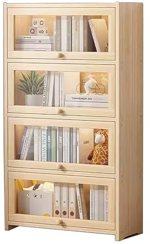 YFWOKSL Vitrine, Vitrine mit Acryl, 3/4/5-stöckige Kuriositätenvitrine, Moderne minimalistische Vitrine für Figuren mit Klapptür, Aufbewahrung/Organisation (Farbe: 26 Zoll/60 cm, Größe: 4F)