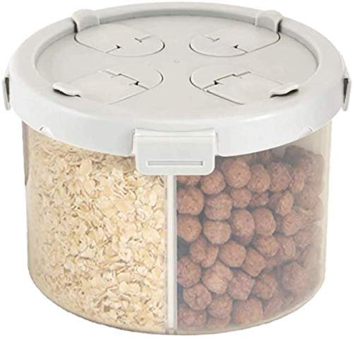 4 Grids Plastic Kitchen Cereal Dispenser Flour Grain Rice Storage Box Dry Food Container Jar Household Sealed Jar Grey Small