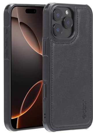 Molzar MAG Series for iPhone 16 Pro Max Case, Built-in Metal Plate for Magnetic Mount, Works with Qi-certified Chargers, Compatible with iPhone 16 Pro Max, Black