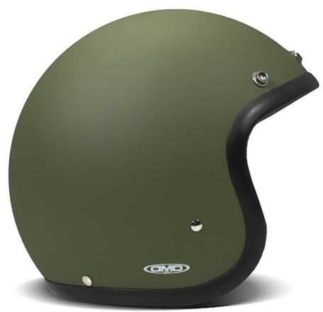 DMD Retro Matt Green Open Face Helm Jethelm Motorradhelm ECE22.06, M