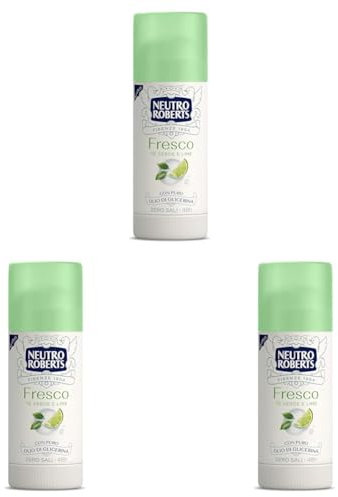 Neutro Roberts, Deodorante Stick Fresco Verde, Té Verde e Lime, Zero Sali di Alluminio, Zero Macchie, Con Puro Olio di Glicerina, Deodorante Uomo e Donna, Dermatologicamente Testato, 40 ml, 48h