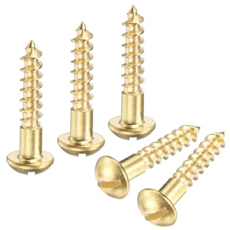 M METERXITY 20-Pack Wood Screws, M4 x 22mm Brass Slotted Round Head Self-Tapping Screw Indoor Fasteners for Woodworking/Furniture Repair/Industry/Gardening/DIY Crafts Decorative Screws