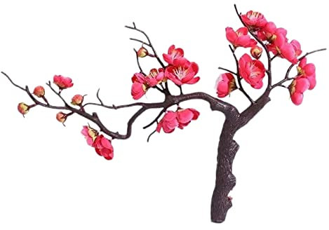 Vynetra Flores artificiales de seda con flores de ciruelo para festivales, bodas, fiestas en casa, jardín, decoración de mesa