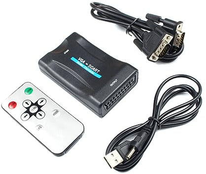 Operitacx Convertitore Vga Scart Interfaccia Scart Segnale Vga Plug and Play Driver Convertitore Video Compatibile Ntsc Compatibile Pal Piccolo e Trasporto Facile