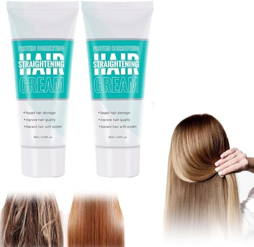 Crema alisadora capilar con proteínas correctivas: crema alisadora nutritiva de acción rápida, mascarilla capilar con queratina, apta para todo tipo de cabellos, tamaño de viaje (2pcs)