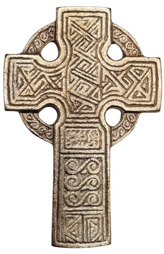 Herzmensch Irisches Segenskreuz - religiöses Kreuz aus massiver Bronze zum Aufhängen - 8 x 12 cm als Hauskreuz, Geschenk zu Weihnachten, Geburtstag, Ostern für Gläubige