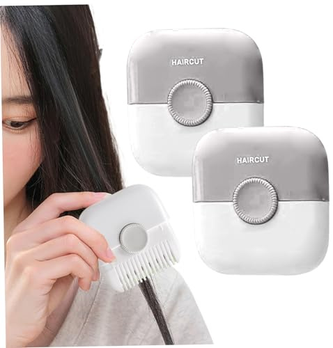 Split Ends Hair Trimmer, 2 in 1 Mini Cute Hair Cutting Comb for Women 2Pcs Detachable Dustproof Knob Adjustable Stainless Steel Blade Cutting Tools