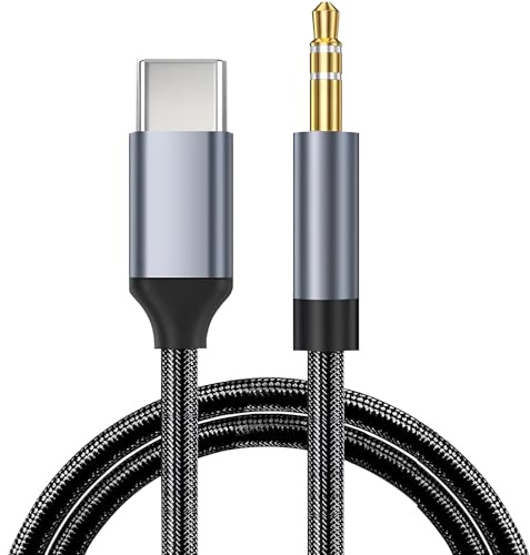 pawpoem 2M Aux to USB C, Type C to 3.5mm Jack Audio Adapter Lead, Compatible with Phone 16 16e 15, Nylon Braided Auxiliary Cord for Smartphones, Tablets Laptops, Car Stereo Speaker Audio Connection