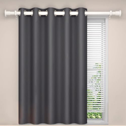 LCAIHONG Verdunklungsvorhänge 90 x 195 cm 100% Blickdicht Thermo Verdunkelungsvorhang mit Ösen, Dicker Stoff, Lärmschutz, Waschbar für Hotels Büros Schlafzimmer, Dunkelgrau