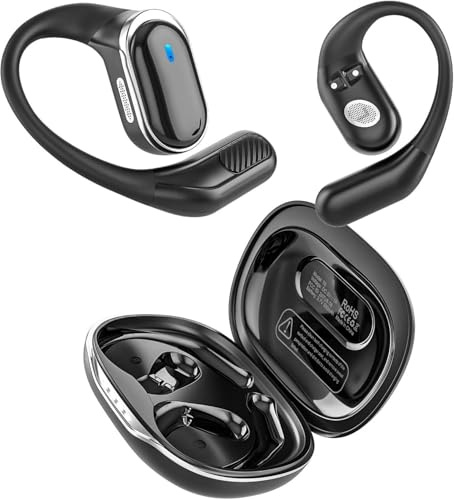 TRAUSI Open Ear Wireless Earbuds Bluetooth Headphones, 50Hrs Playtime Stereo Sound Earphones with IPX7 Waterproof Ear Buds for Fitness/Workouts/Travel