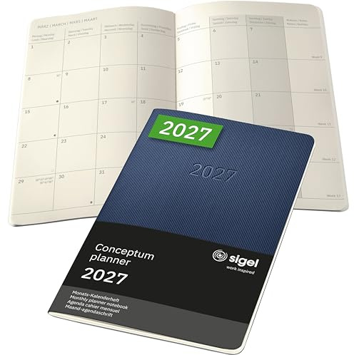 SIGEL Conceptum 2027 Monthly Planner A5 Soft Cover | C2786, dark blue, for clear planning of appointments, tasks and notes