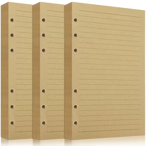 240 Blatt A5 Kraftpapier Nachfüllpapier, Liniert Papier | 6 Löcher A5 Nachfüllbare Refill Paper Nachfülleinlagen für Notizbuch, Ringbucheinlagen, Tagebuch und Skizze