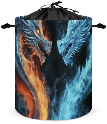 Large Laundry Hamper Ice And Fire Dragons Laundry Basket with Handles Freestanding Waterproof Clothes Hamper for Laundry Room Bedroom Bathroom College Dorm
