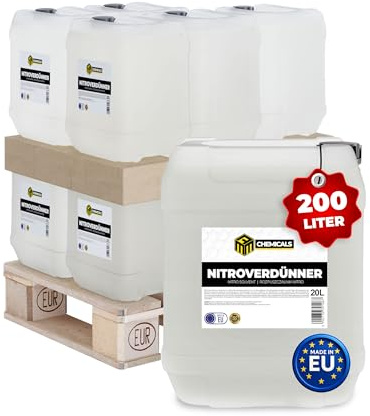 MRM Chemicals Nitroverdünner – Leistungsstarke Nitroverdünnung für Farben & Lacke | Zum Verdünnen & Reinigen von Werkzeugen | 10 × 20 L (200 L) | Profi-Qualität