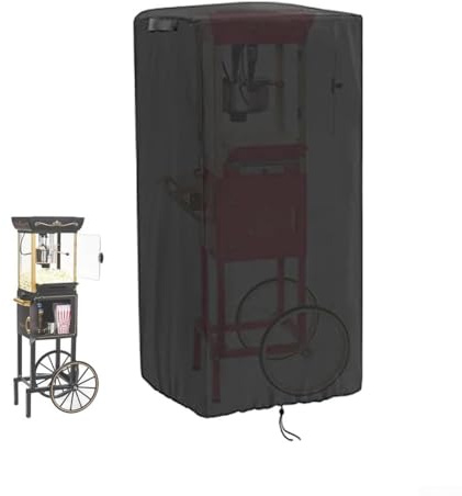Retro Popcorn Machine Cart Cover 420d Watertight Dust Protector for Outdoor Garden Use Heavy Duty Weatherproof Shield for Vintage Carts Black(15 * 14 * 24IN)