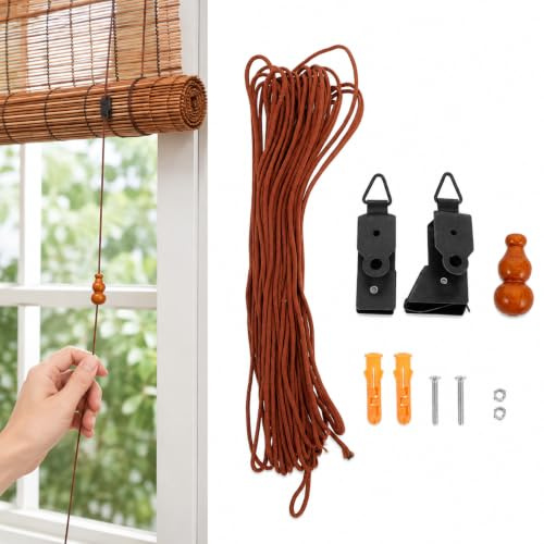 FOMIYES Kit de Reparación de Persianas Enrollables y Venecianas de Bambú Mecanismo de Cuerda Reforzado, Piezas Completas para Instalación Sencilla en Interiores Color Aleatorio